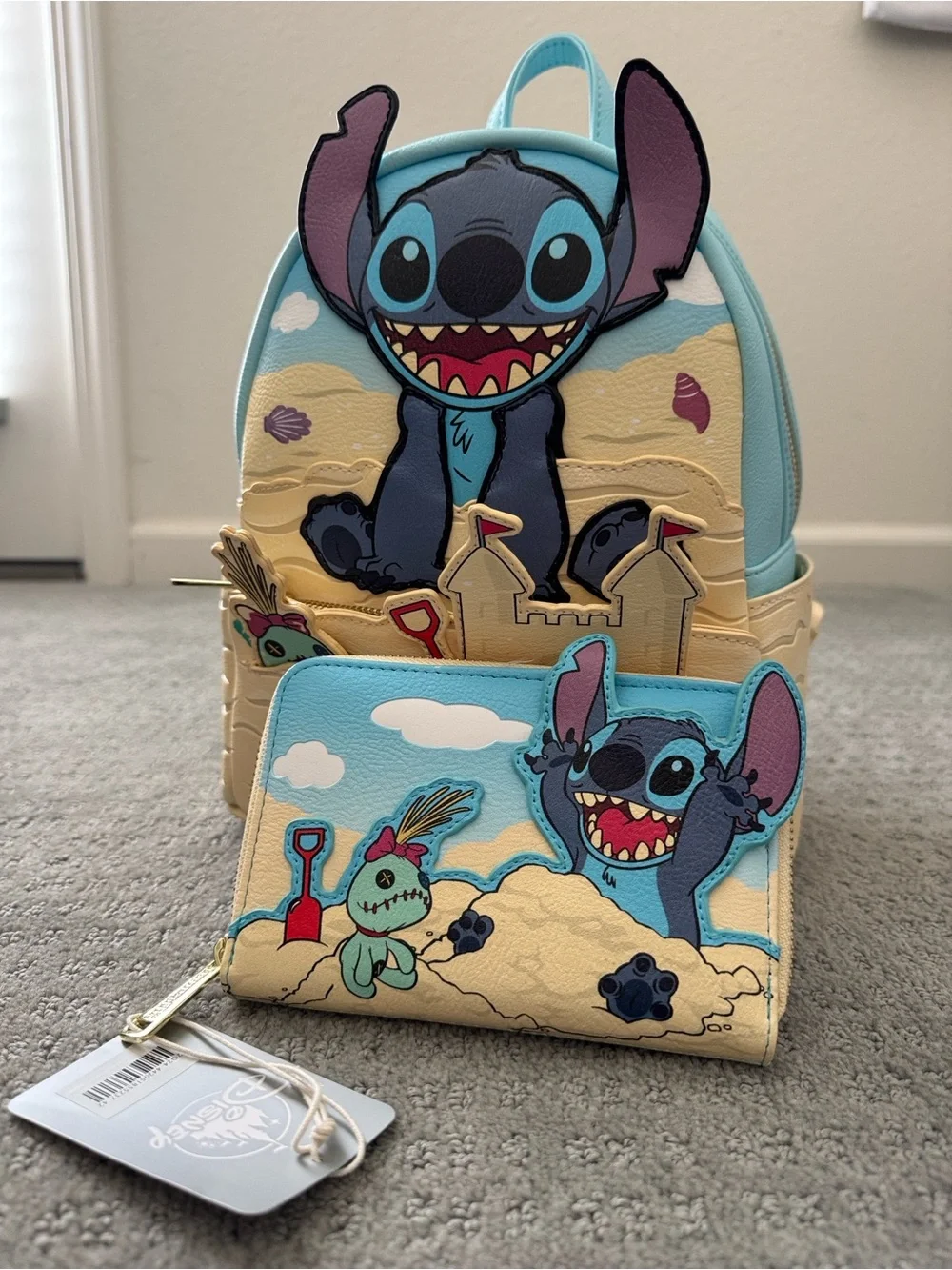 Disney Parks x Loungefly Stitch Sandcastle Mini Backpack & Wallet Set